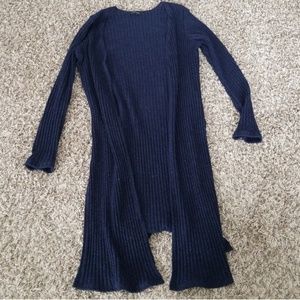 Papermoon Navy Long Open Cardigan Sweater
